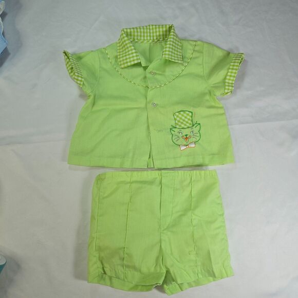 Infant Boy's 9-12 Month Summer Formal Dress Two-Piece Sets Yellow Blue Green - Picture 8 of 16
